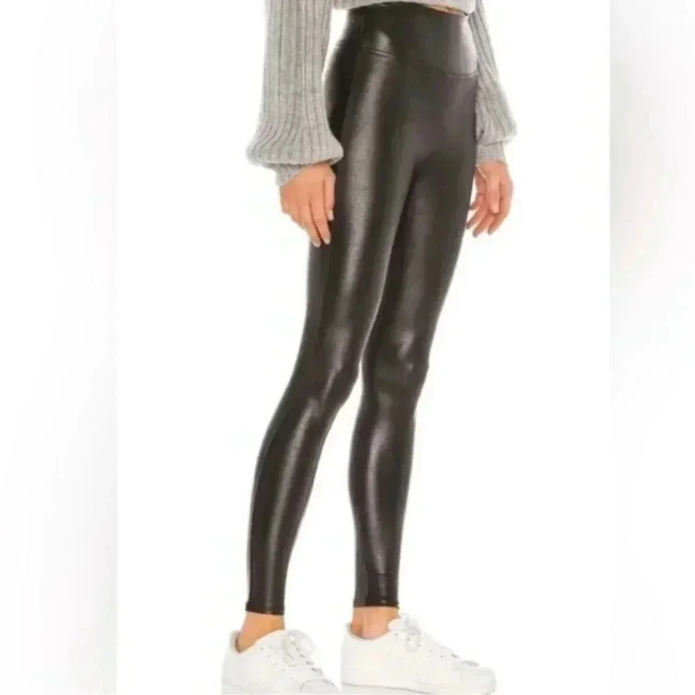 Spanx Faux Leather Leggings High Waisted Rise Black Tights Leggings